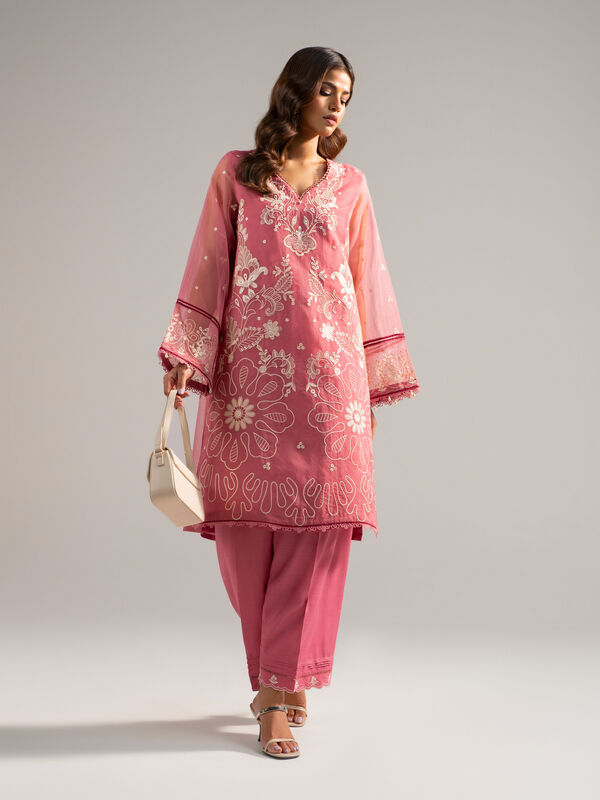 2 Piece - Embroidered Organza Suit