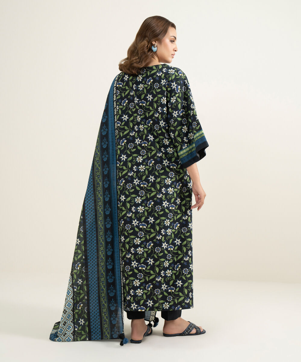 Women's Three Piece Multi Arabic Khaddar Printed Suit