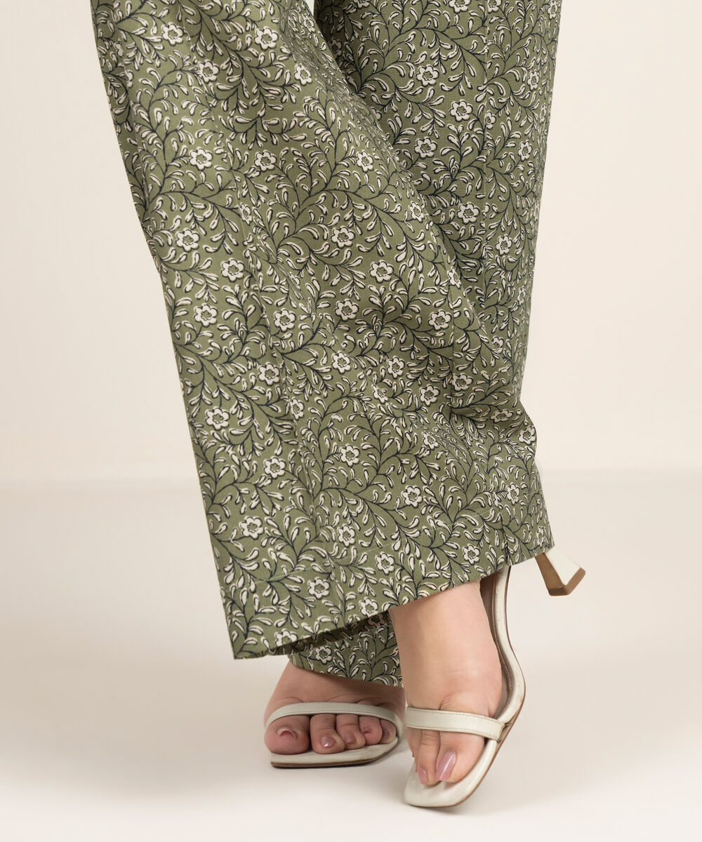 Women's RTW Cambric Printed Green Culottes