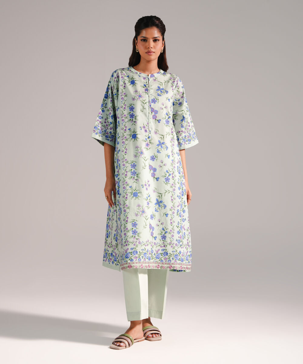 Women's RTW Lawn Embroidered Green 2 Piece Suit