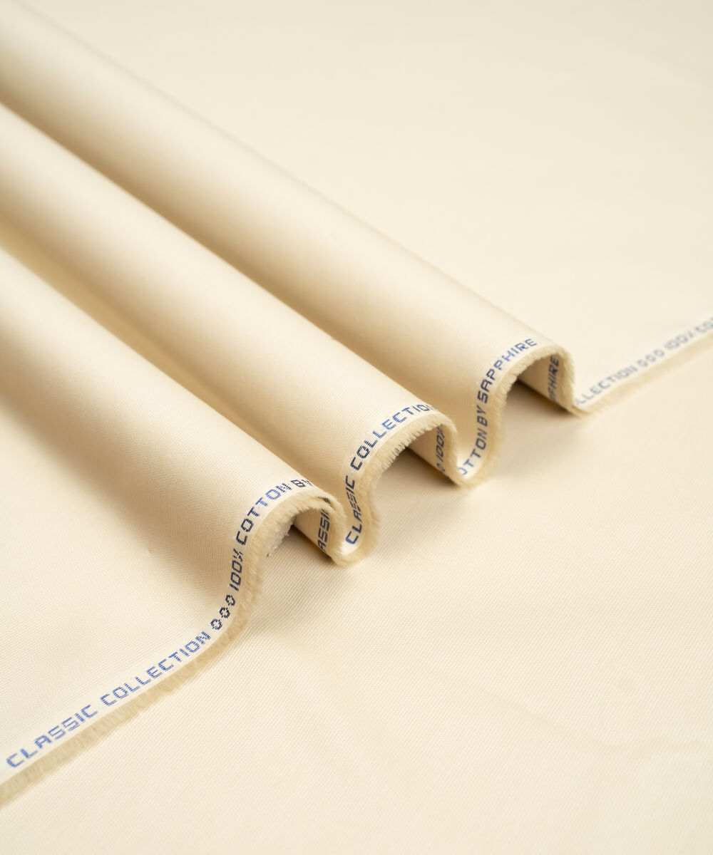 Men's Unstitched Two-Piece Beige Cotton Dobby Suit