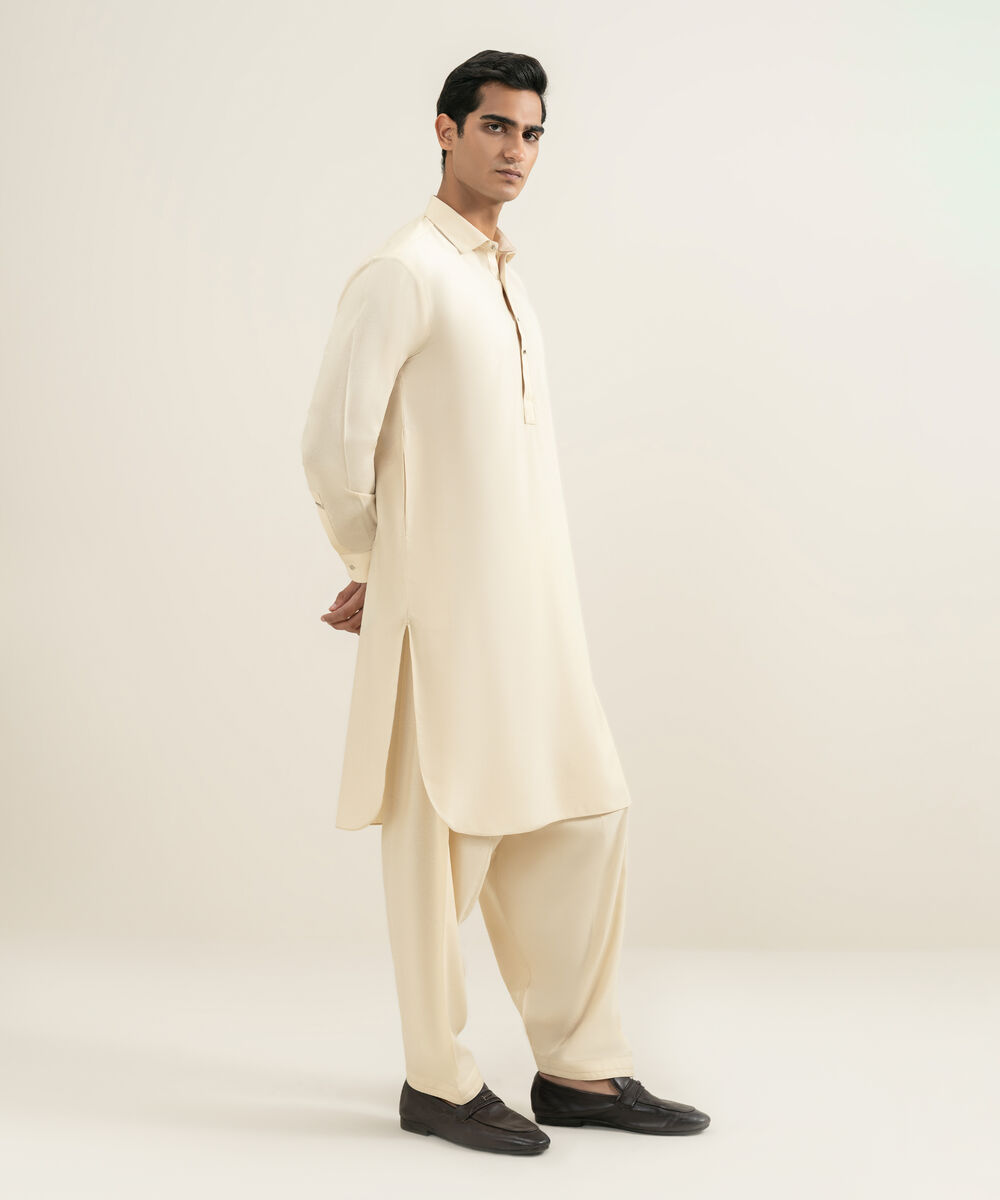Men's almond Premium Wash & Wear Kameez Shalwar