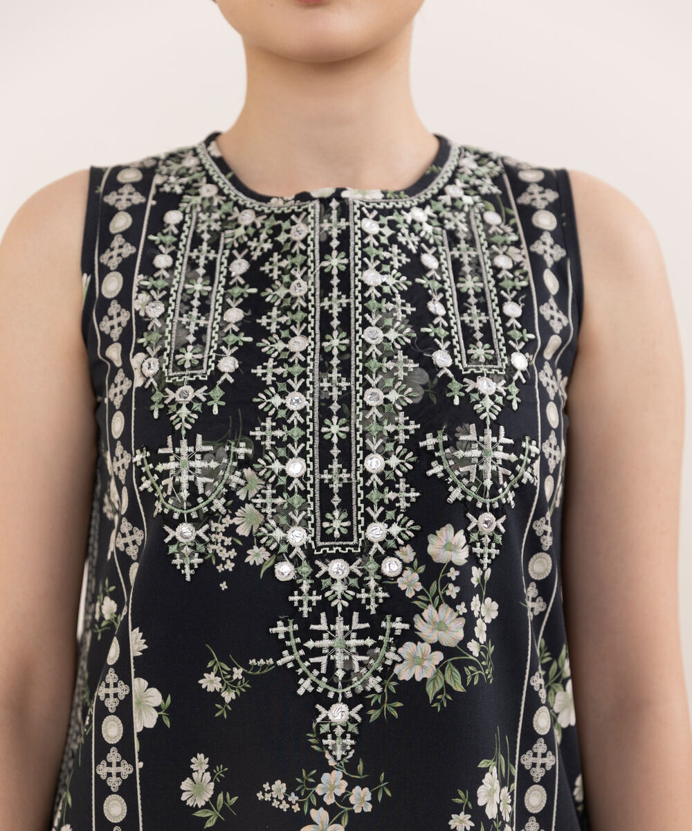 Women's Unstitched Cotton Embroidered Multi Three Piece Suit