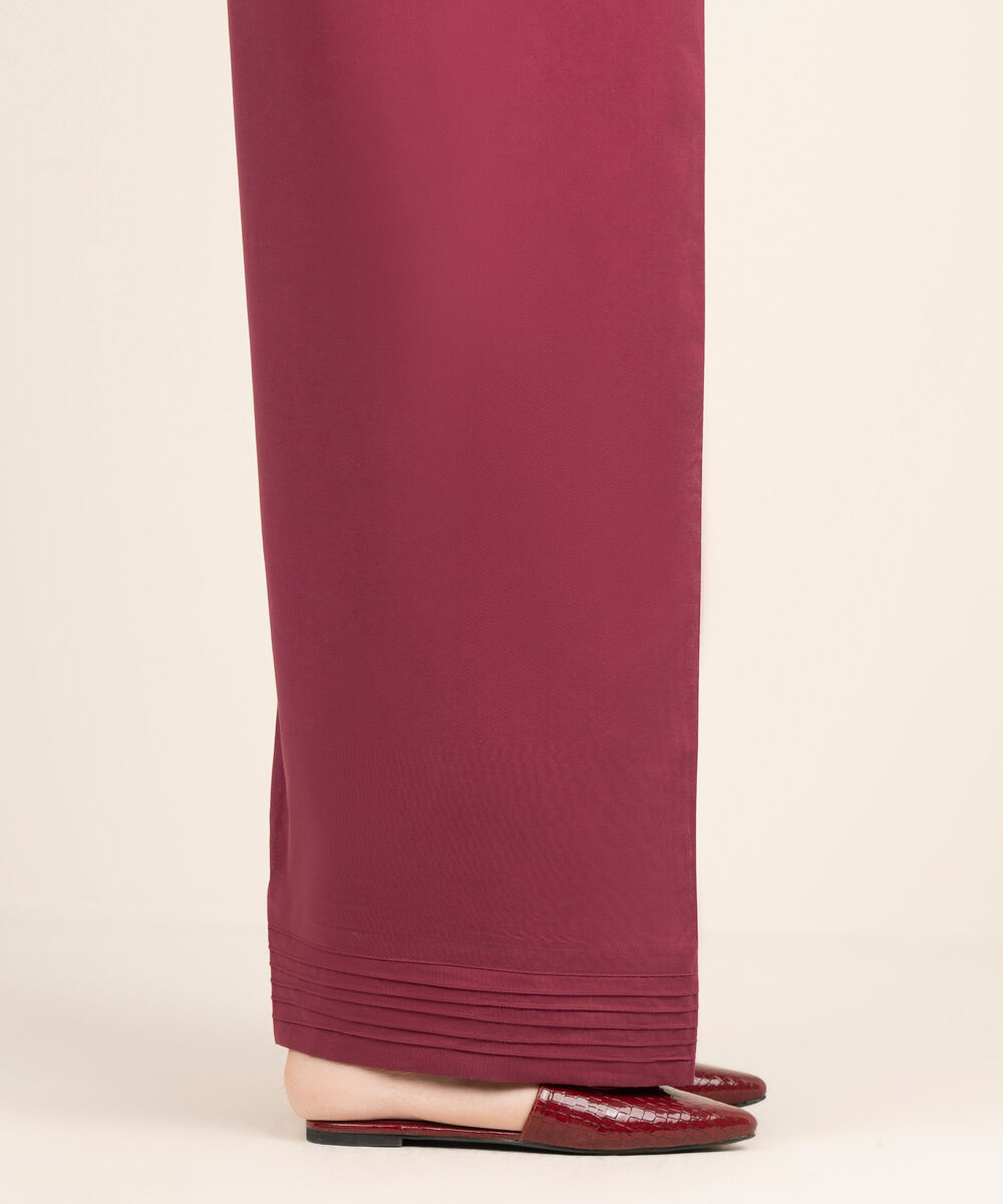 Women's RTW Cambric Solid Red Farshi Shalwar