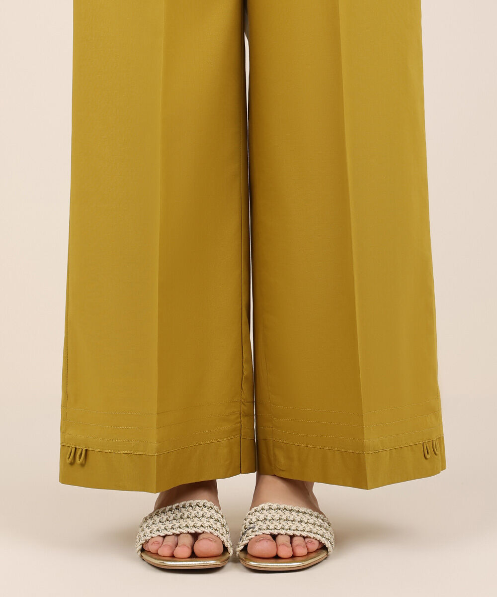 Women's RTW Cambric Yellow Solid Culottes