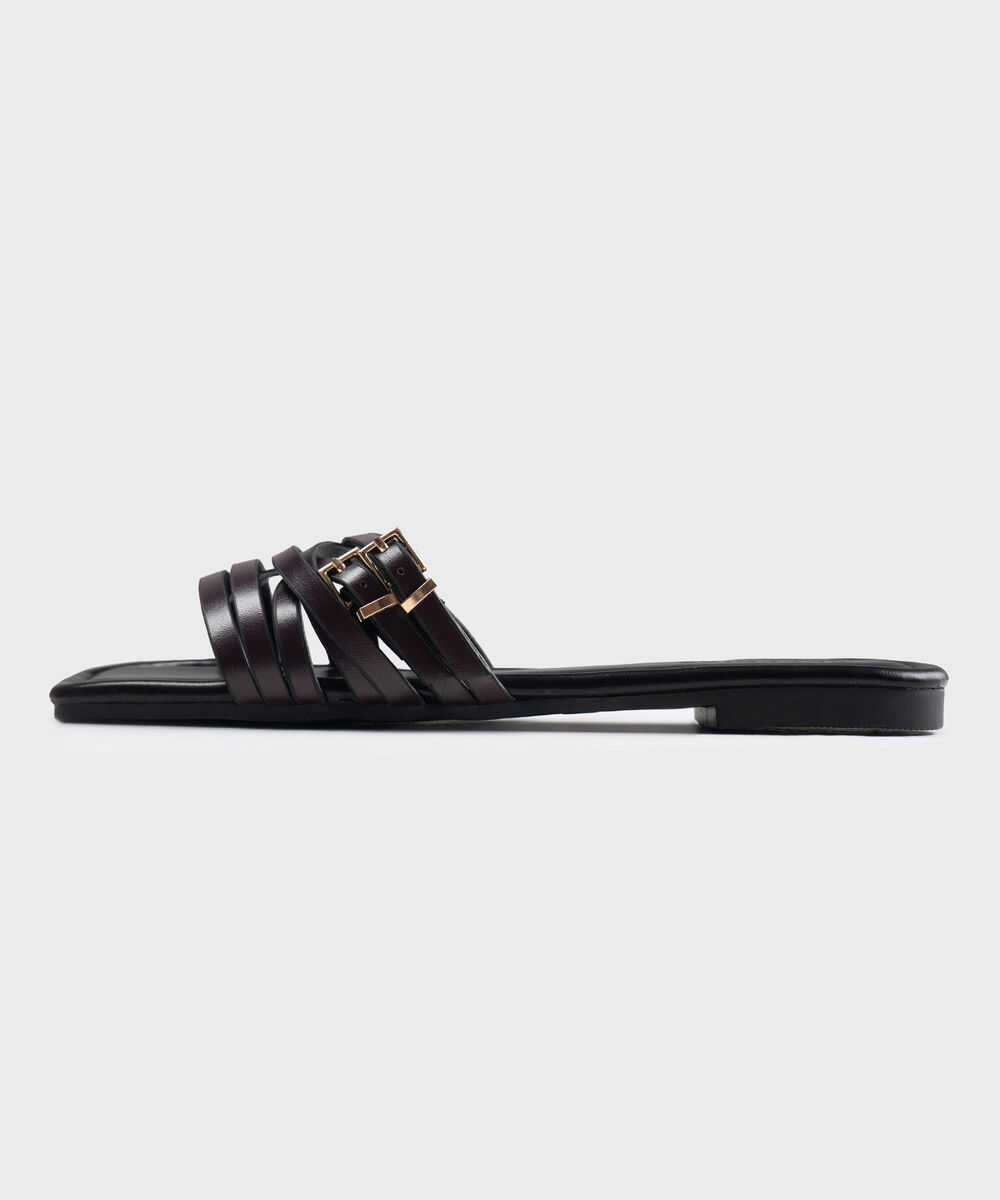 Women's Burgundy Crossover Strap Sandals