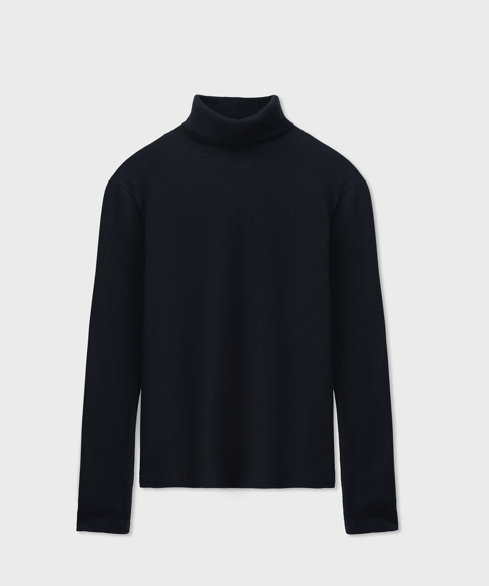 Women's Western Wear Black Turtle Neck Ribbed Top