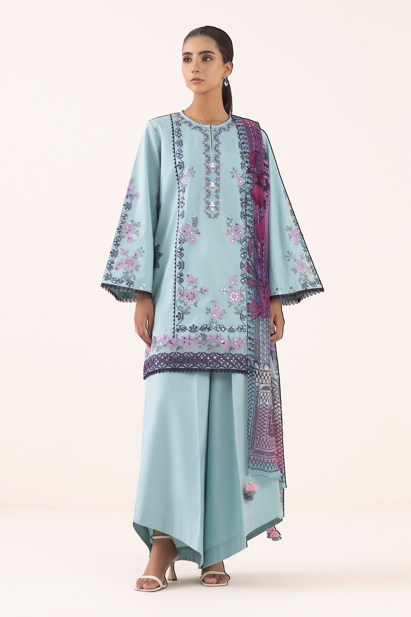 3 Piece - Embroidered Cotton Suit