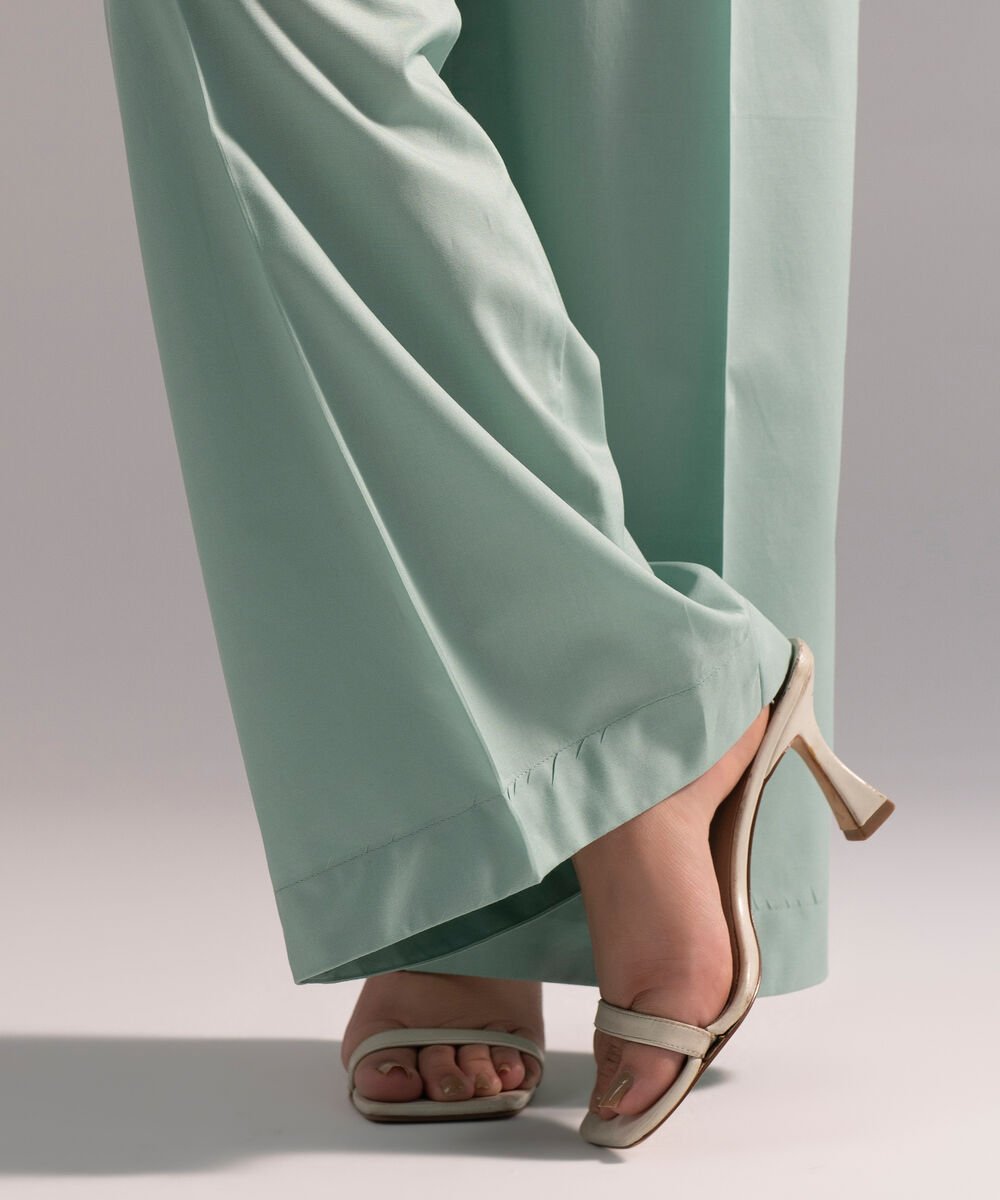 Women's RTW Cambric Solid Sage Green Culottes