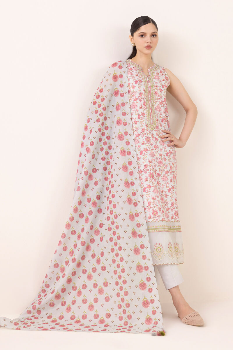 3 Piece - Embroidered Cotton Suit