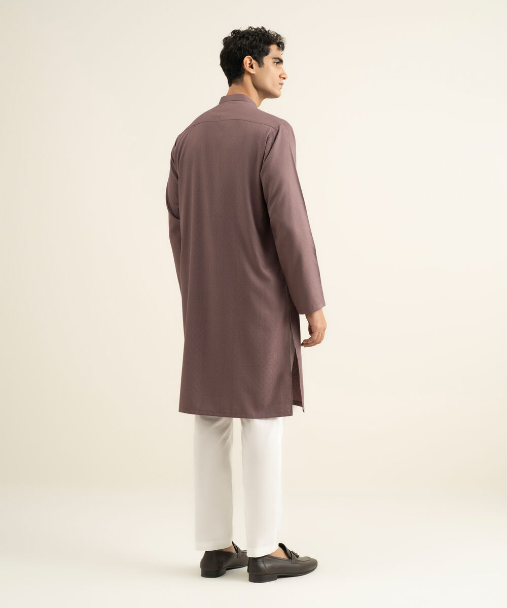 Men's mauve Blended Jacquard Kurta