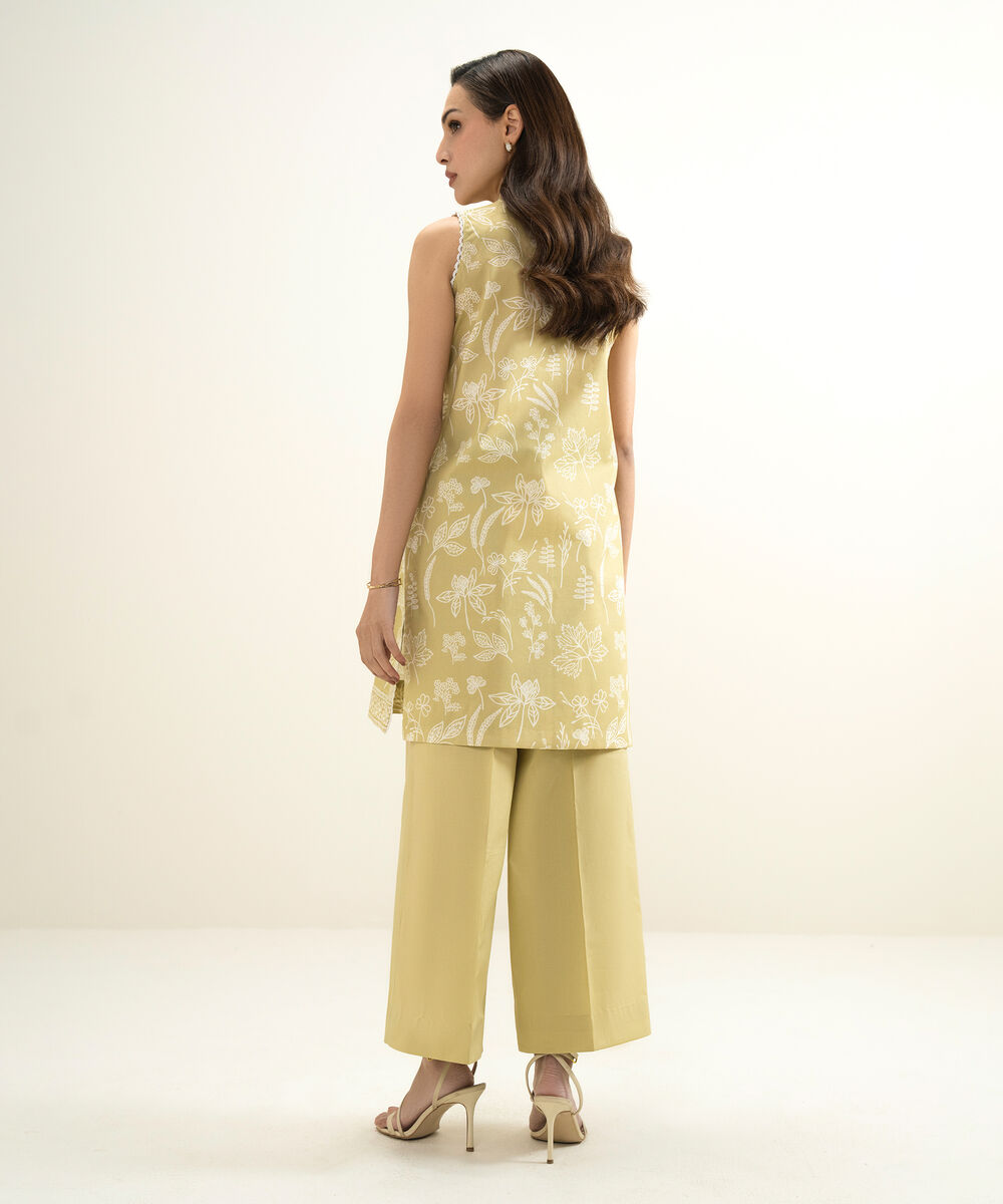 Women's Unstitched Lawn Printed Yellow 2 Piece Suit