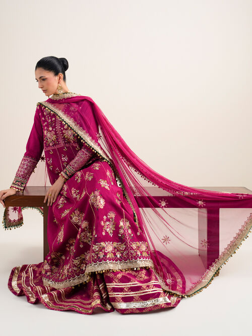3 Piece - Embroidered Raw Silk Suit