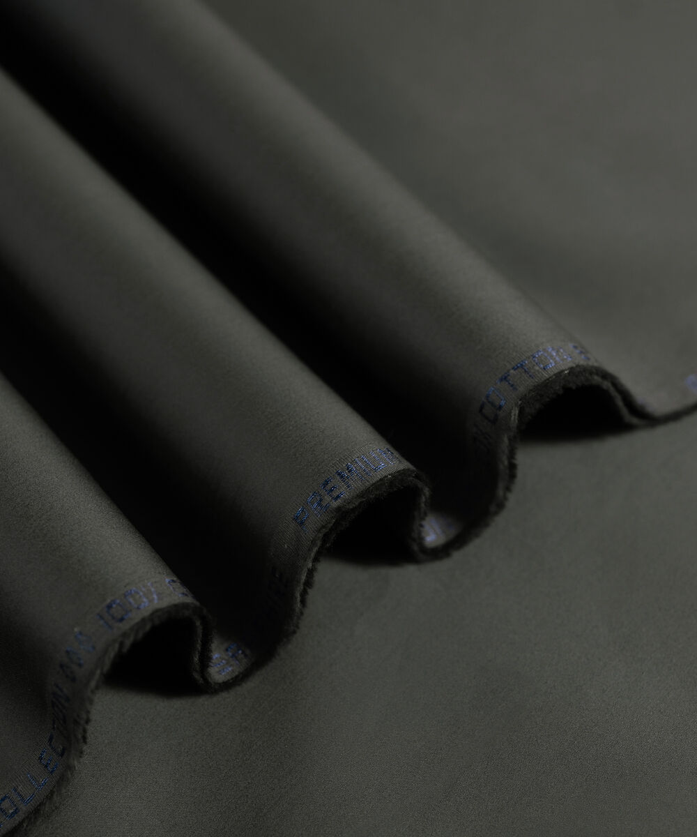 Men's Unstitched 2-Piece Premium Cotton Satin Dark Grey Suit