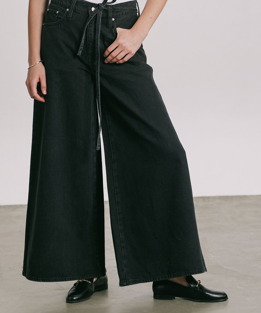 Women's Western Wear Grey Super Wide Leg Jeans