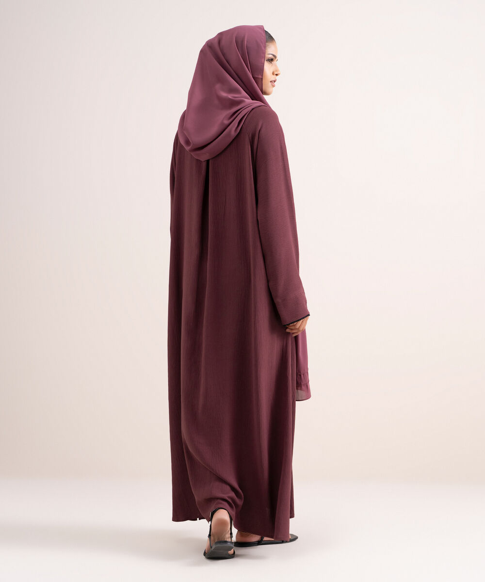 Women's Polyster Burgandy Raglan Abbaya Set