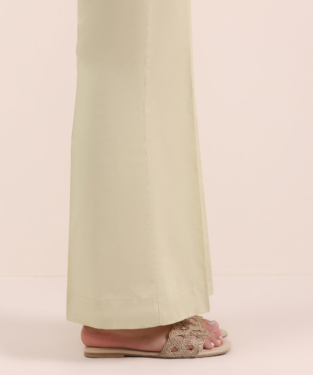 Women's Pret Cambric Beige Dyed Boot cut Pants