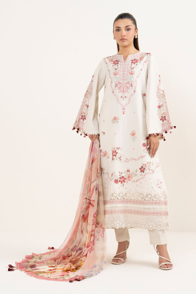 3 Piece - Embroidered Dobby Suit