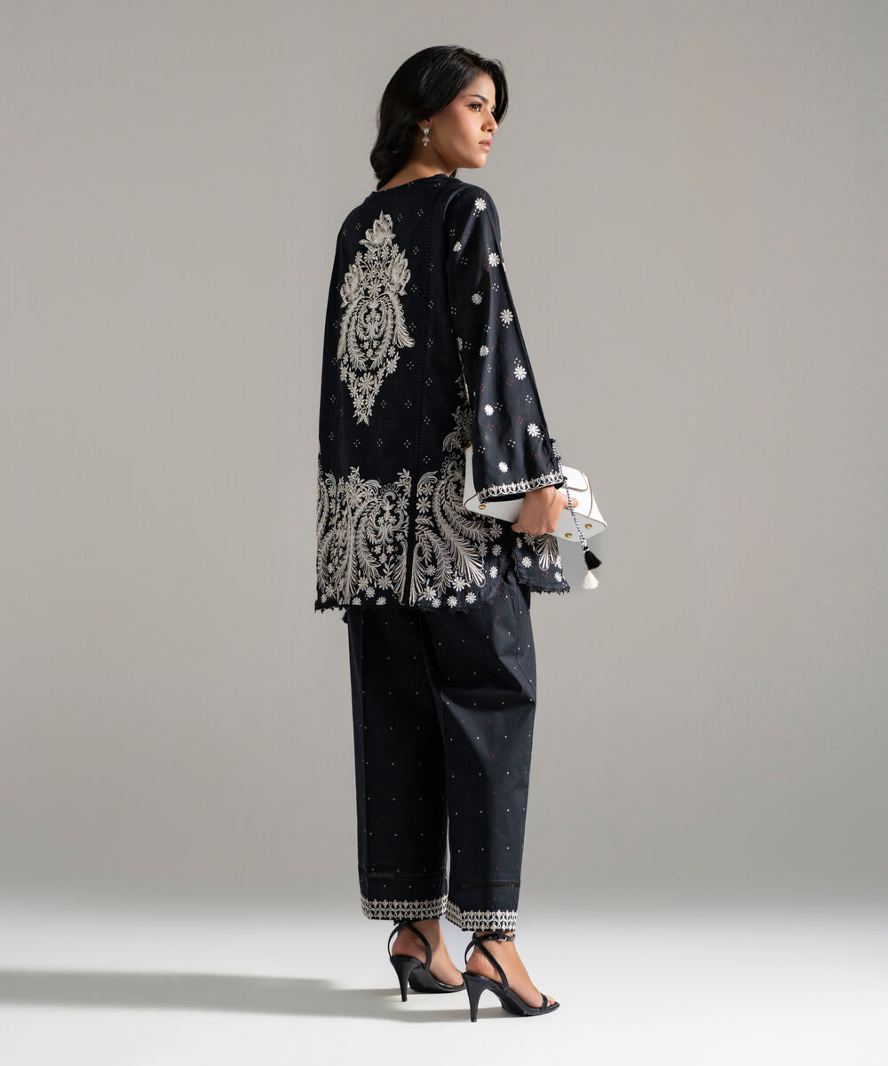 Women's RTW Lawn Embroidered Black 2 Piece Suit