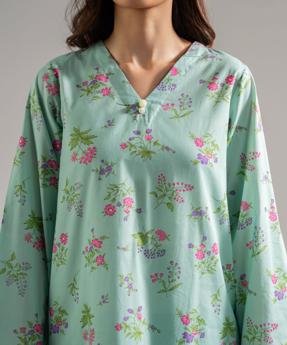 Women's RTW Lawn Embroidered Pastel Mint 3 Piece Suit