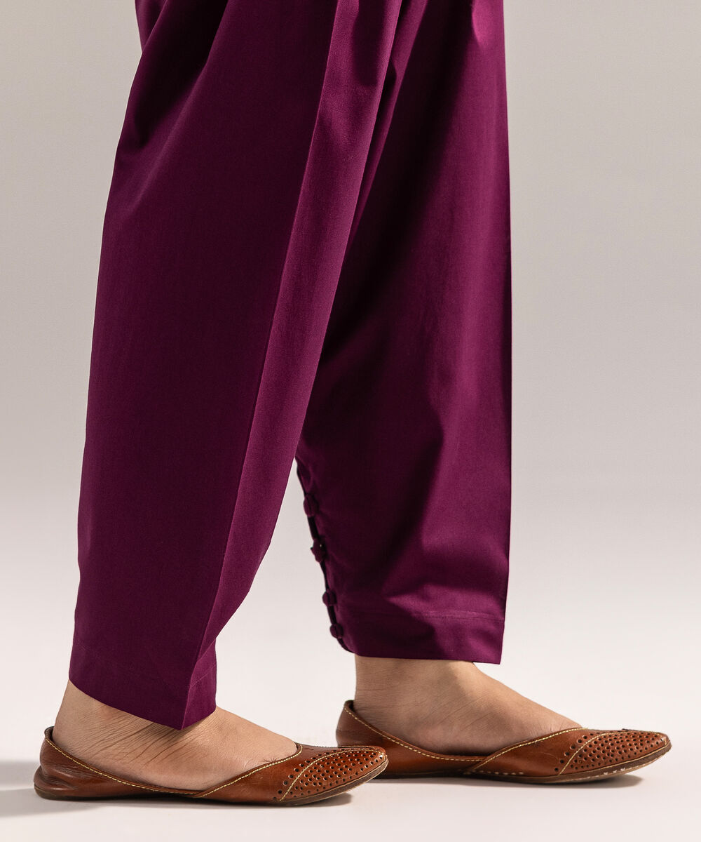 Women's RTW Cambric Solid Purple Skinny Shalwar