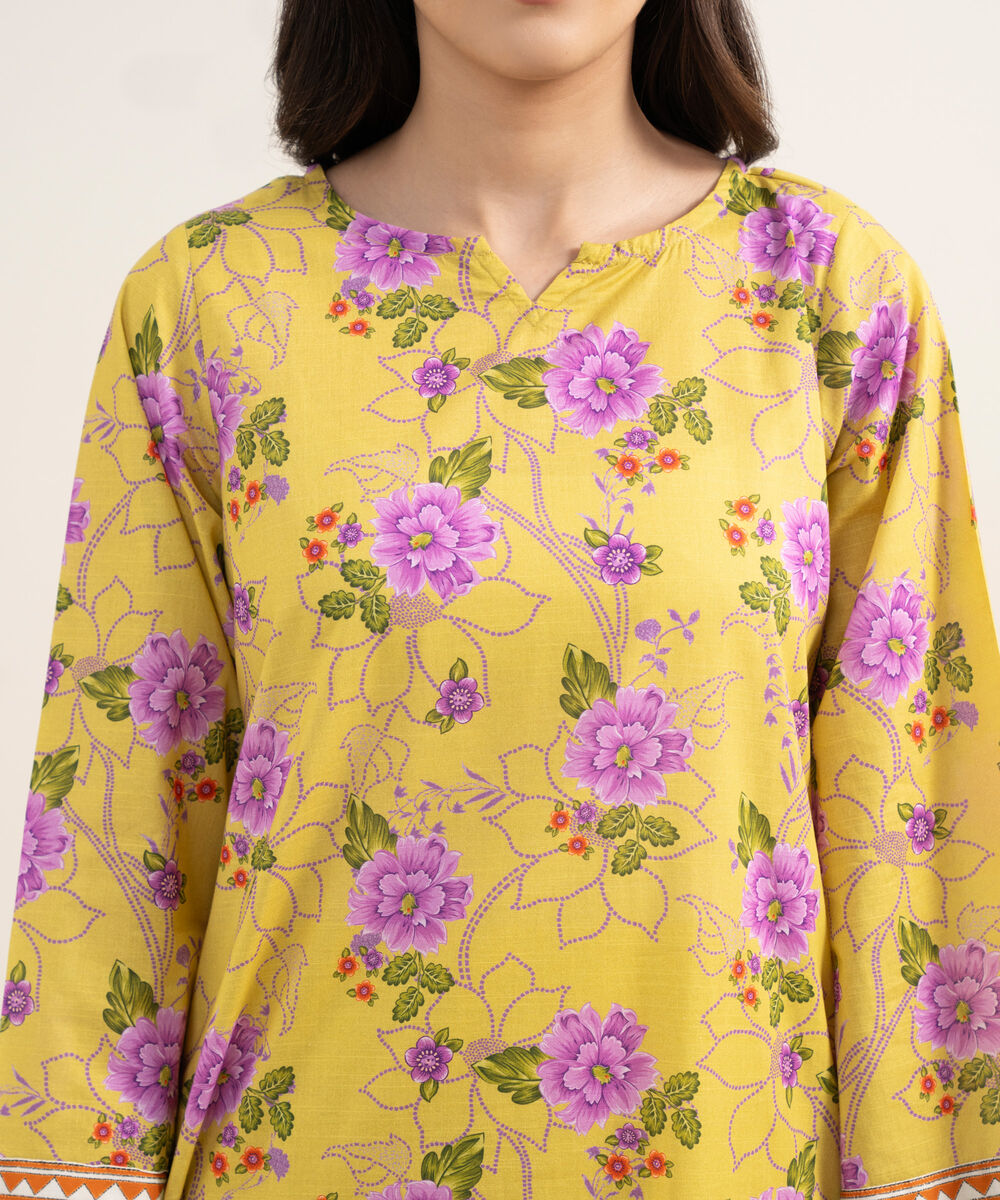 Women's RTW Slub Lawn Printed Black 3 Piece Suit