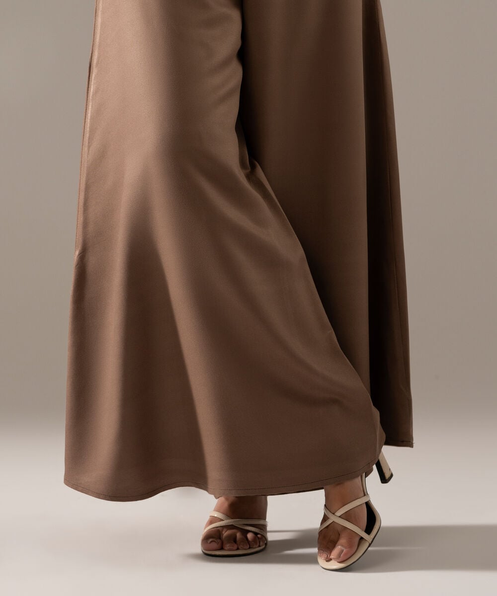 Women's RTW Bedford Solid Dark Beige Flared Pants