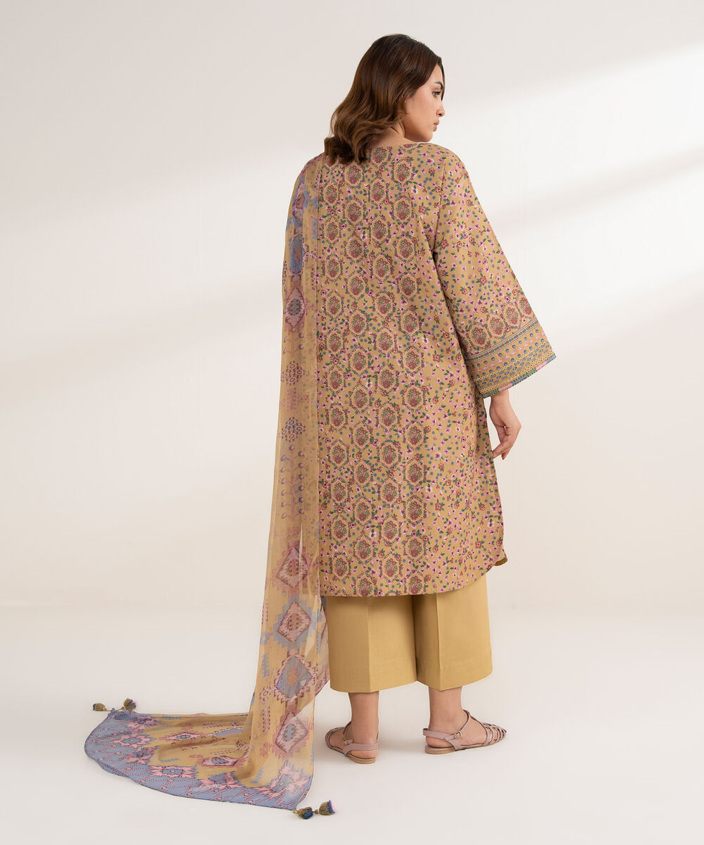 Women's Unstitched Cotton Embroidered Multi 3 Piece Suit