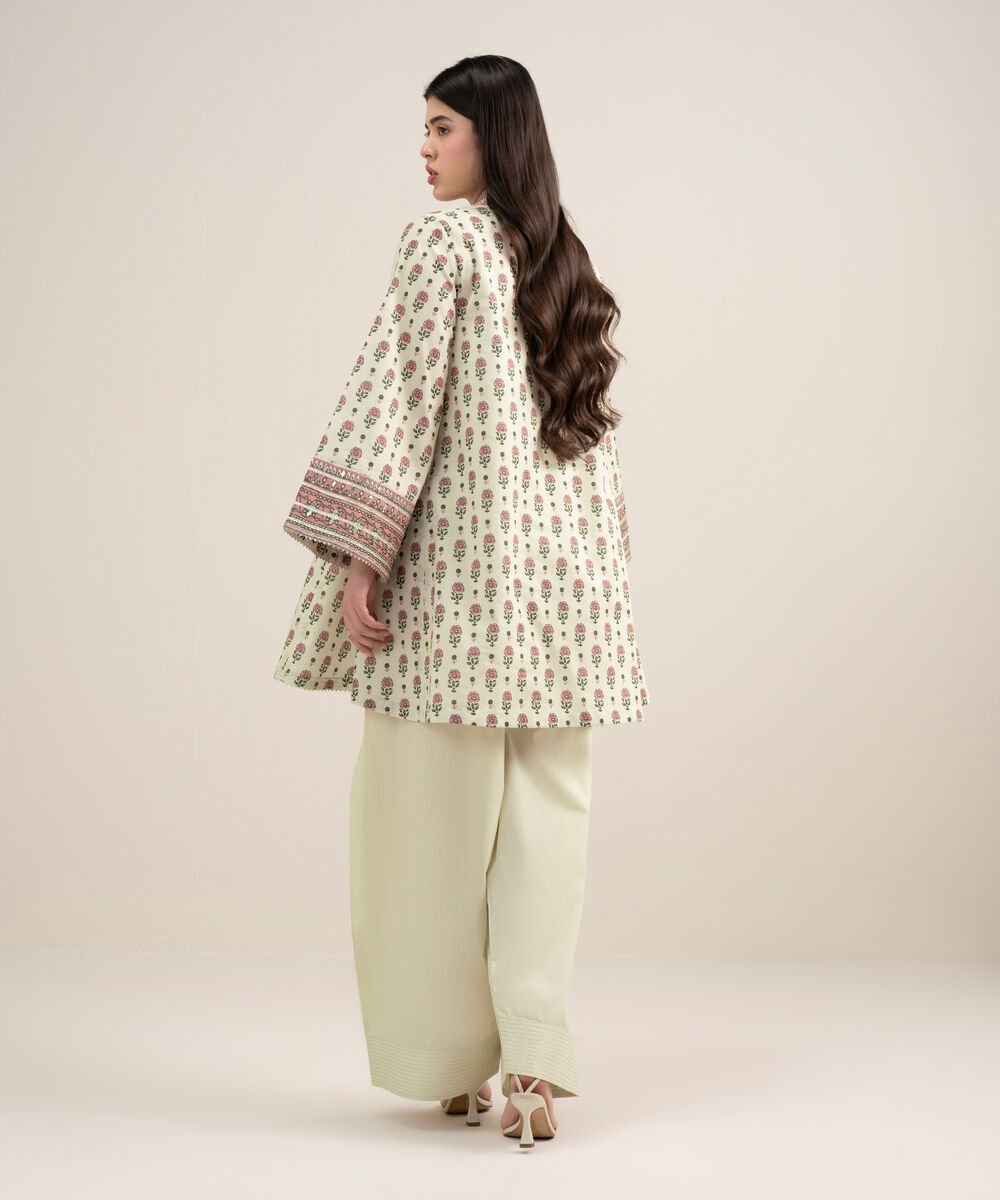 Women's Unstitched Lawn Printed Off White 2 Piece Suit