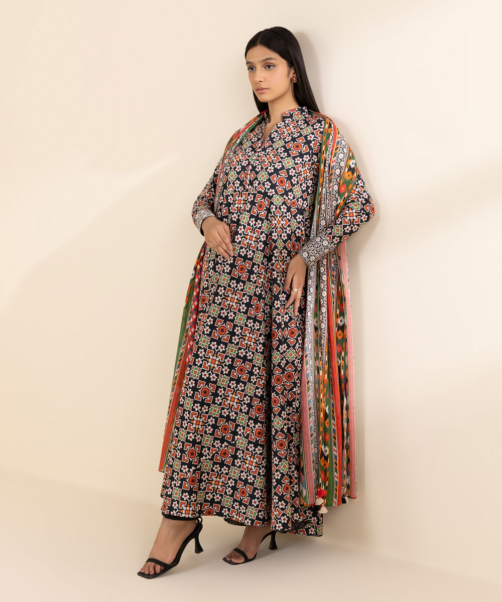 Women's Unstitched Lawn Printed Multi 3 Piece Suit