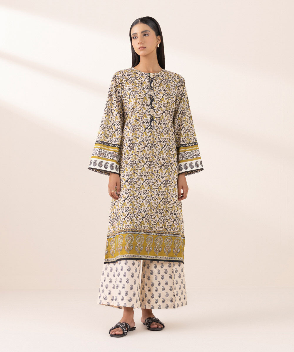 Women's Pret Yarn Dyed Multi Printed A-Line Shirt