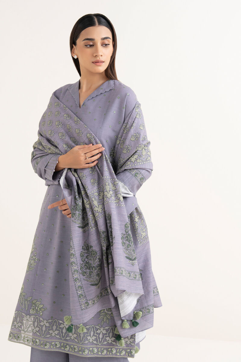 3 Piece - Embroidered Light Khaddar  Suit