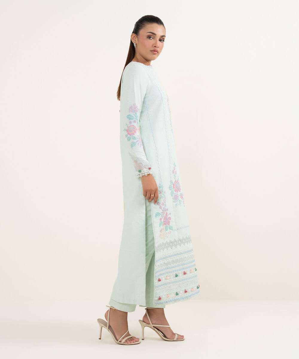 Women's Unstitched Dobby Dyed Three Piece Suit