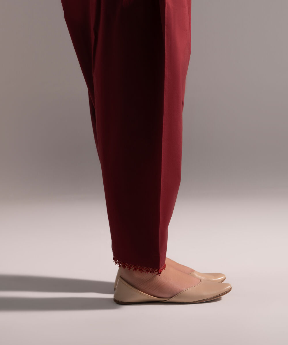 Women's RTW Poplin Solid Maroon Skinny Shalwar