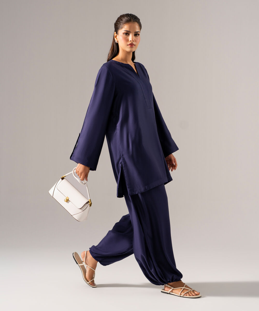 Women's RTW Bedford Solid Dark Blue 2 Piece Suit