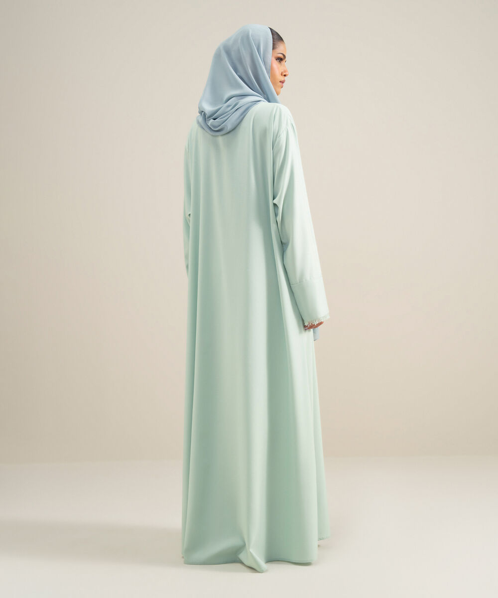 Women's Polyester Blue Front Open Regular Abbaya