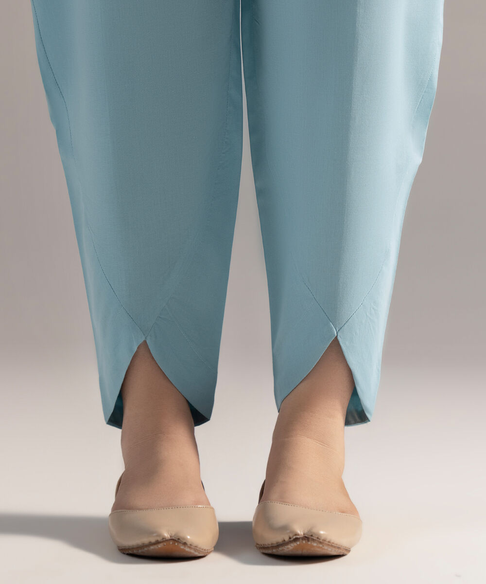 Women's RTW Cambric Solid Ice Blue Tulip Shalwar