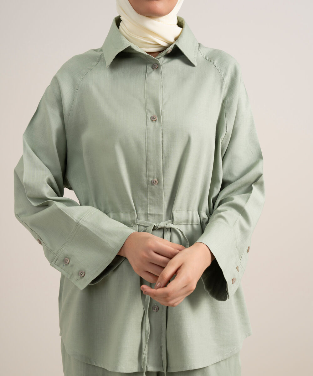 Women's Green Raglan Top