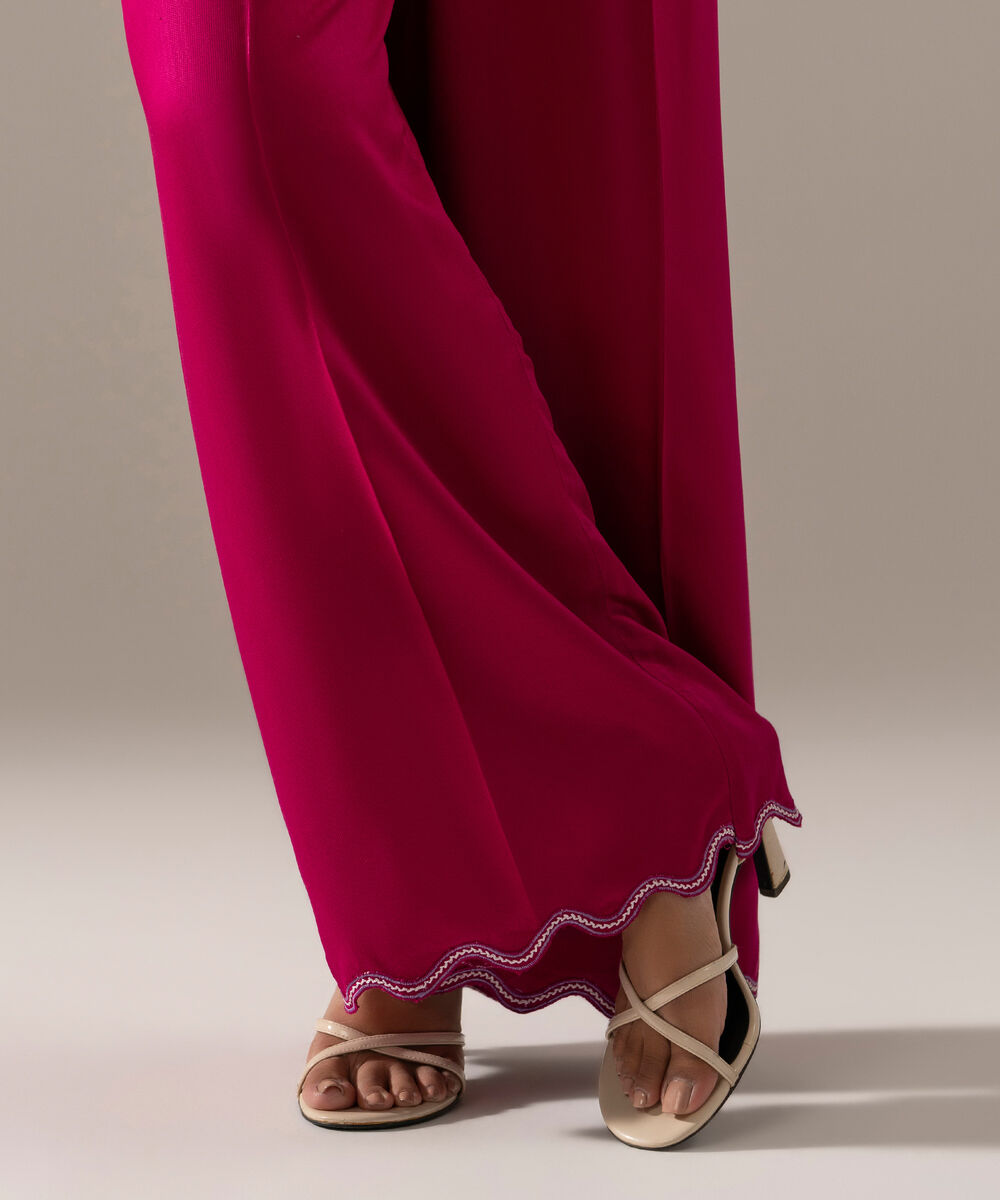 Women's RTW Bedford Solid Pink Straight Pants