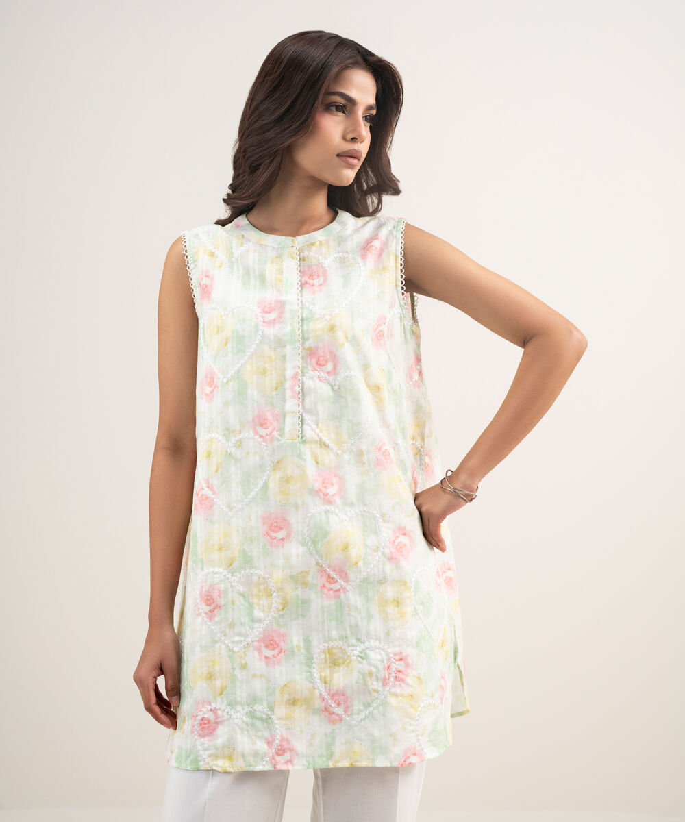 Women's RTW Leno Kara Embroidered White Straight Shirt