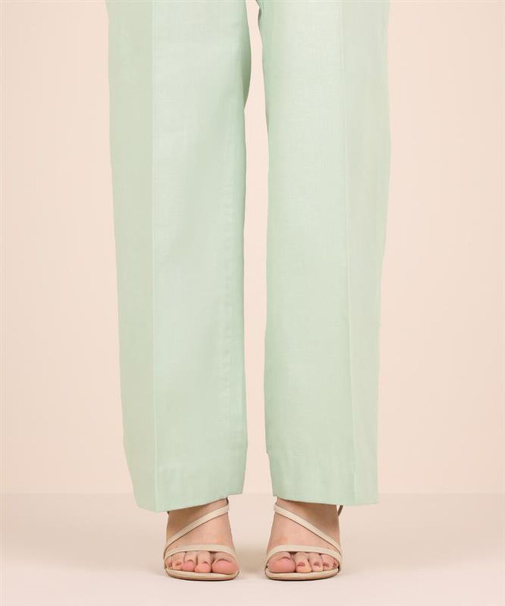 Women's Unstitched Solid Ivory Cambric Trousers Fabric