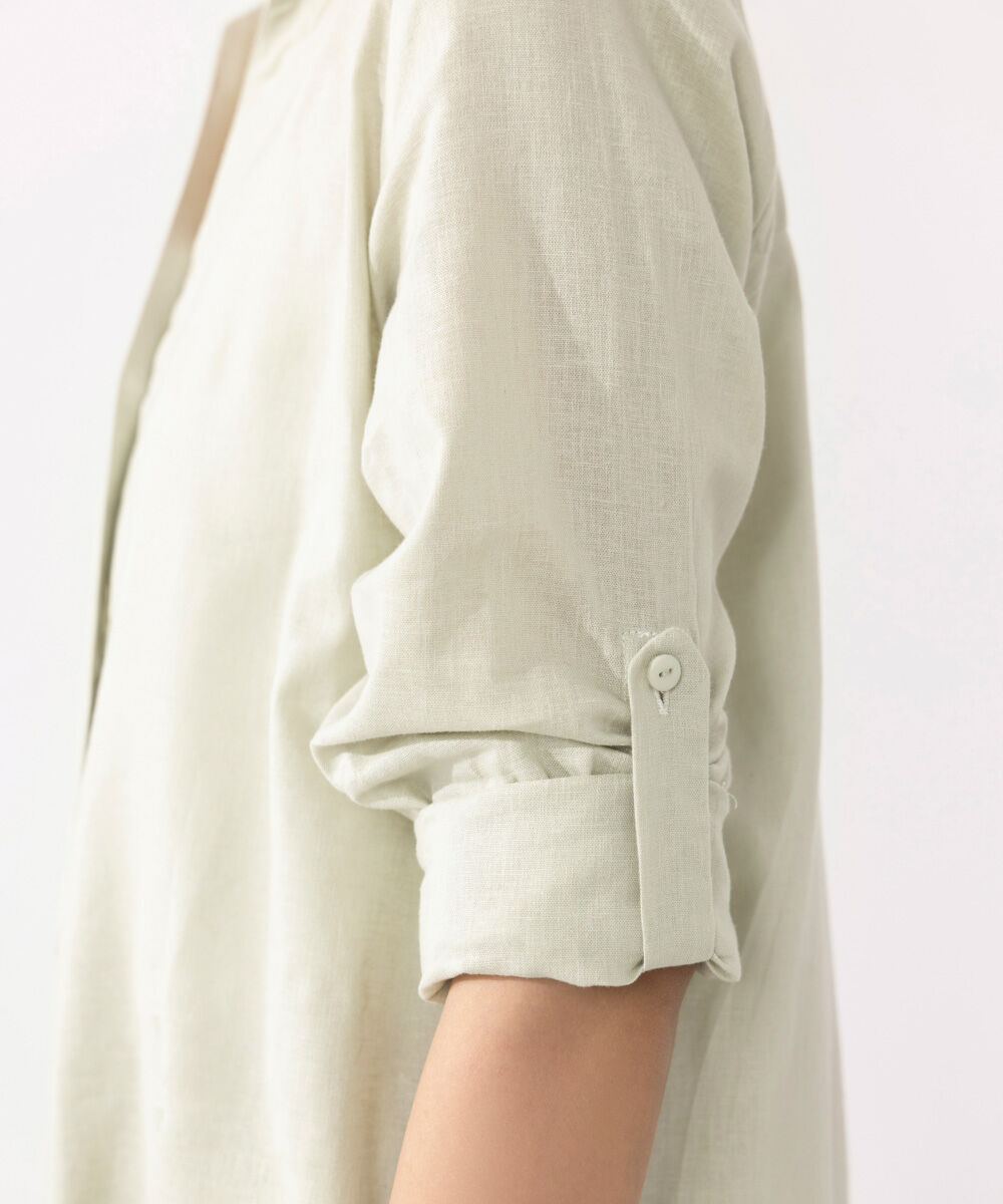 Women's Western Wear Green Linen Blend Dress