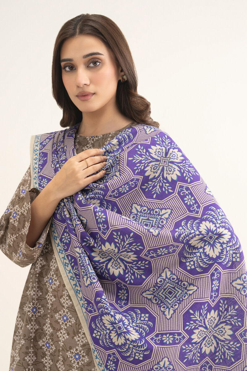 3 Piece - Printed Khaddar Suit