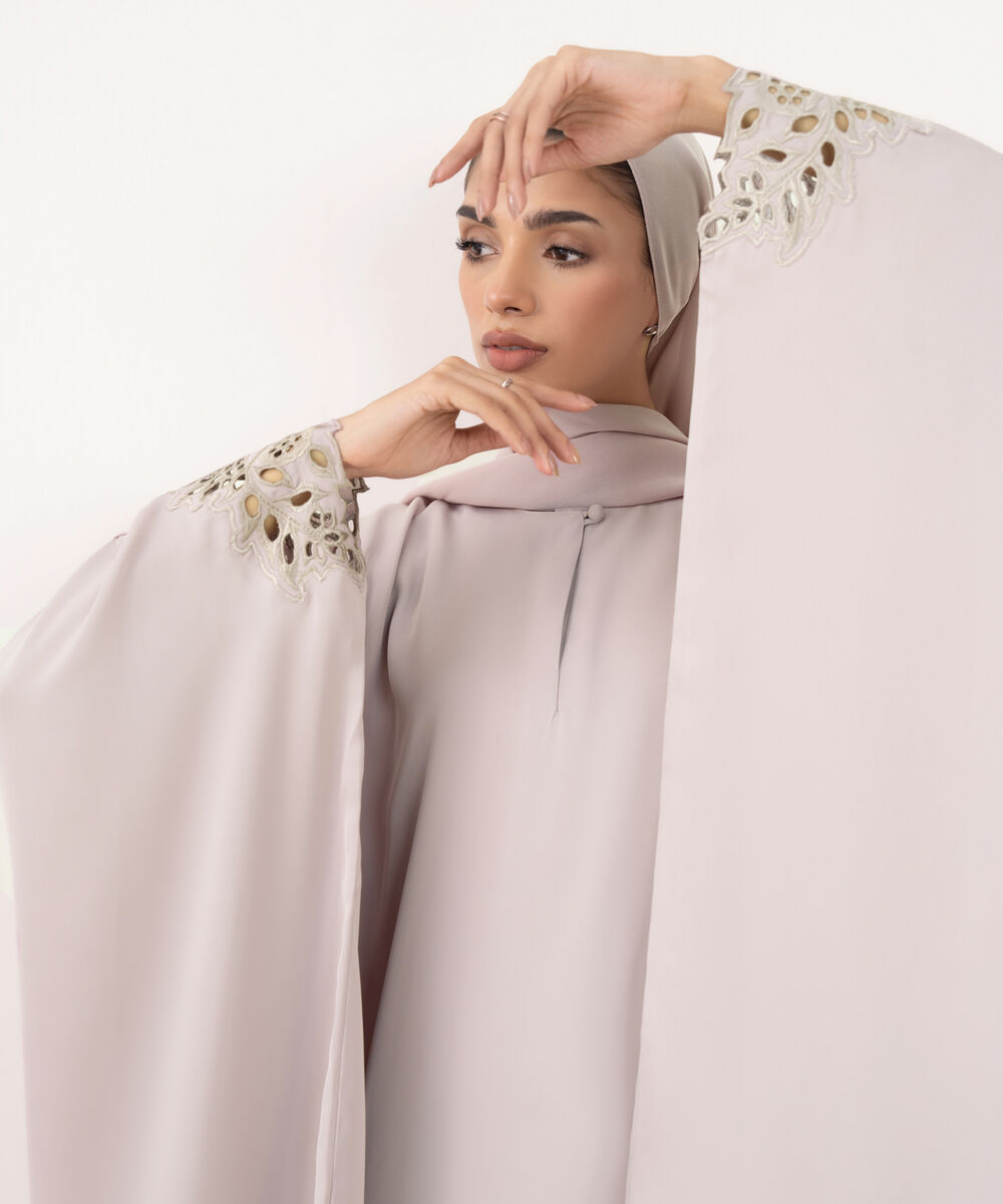 Women's Pink Polyester Abaya Set