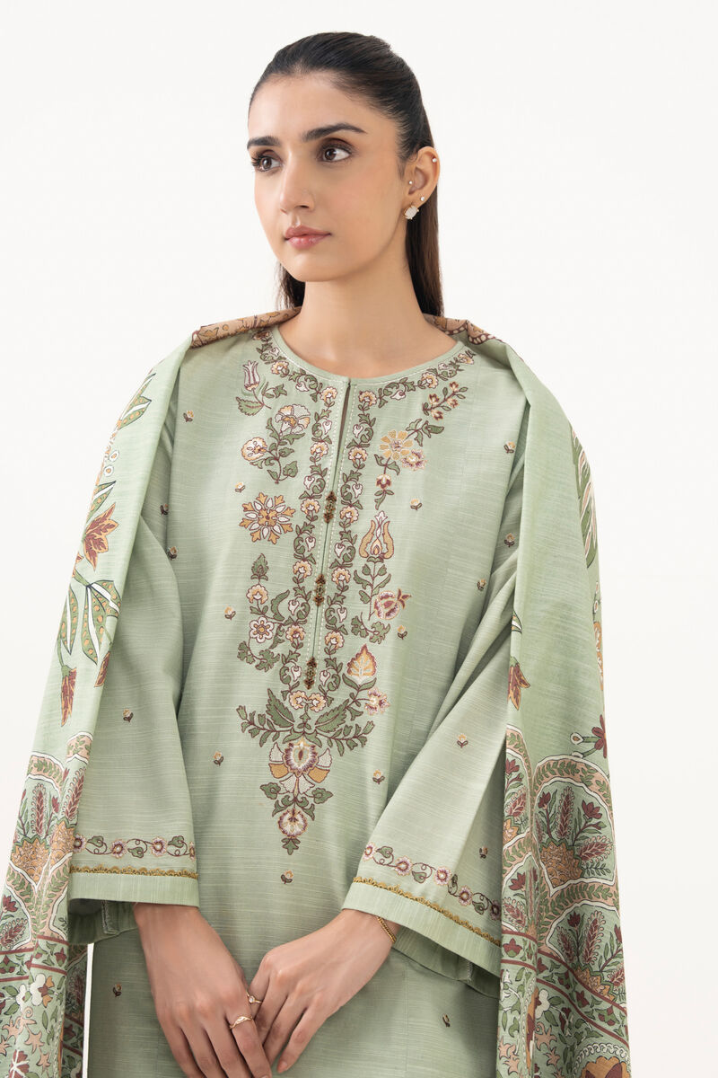 3 Piece - Embroidered Cotton  Suit