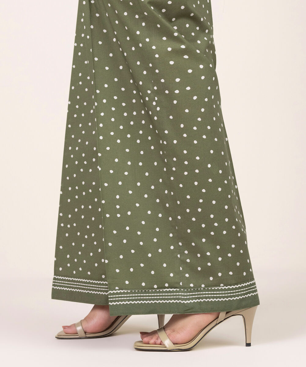Women's RTW Lawn Printed Green Culottes