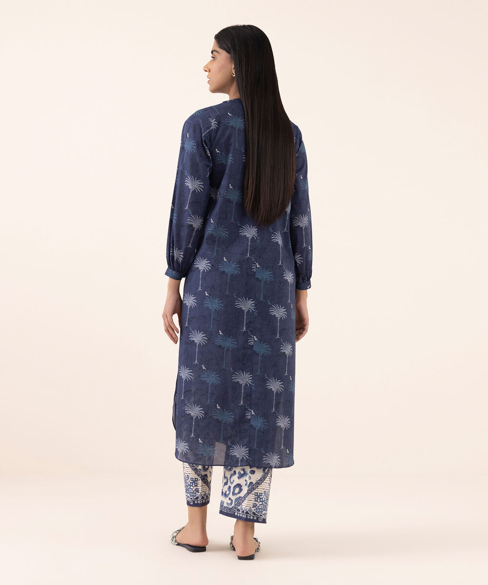 Women's RTW Lawn Blue Printed Aline Shirt