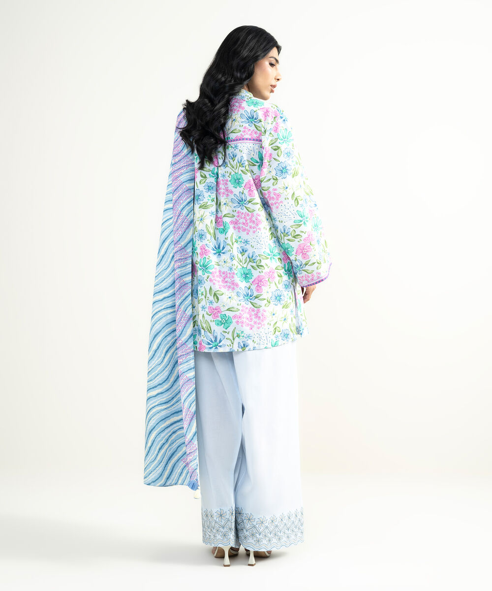 Women's Unstitched Lawn Multi Embroidered 3 Piece Suit