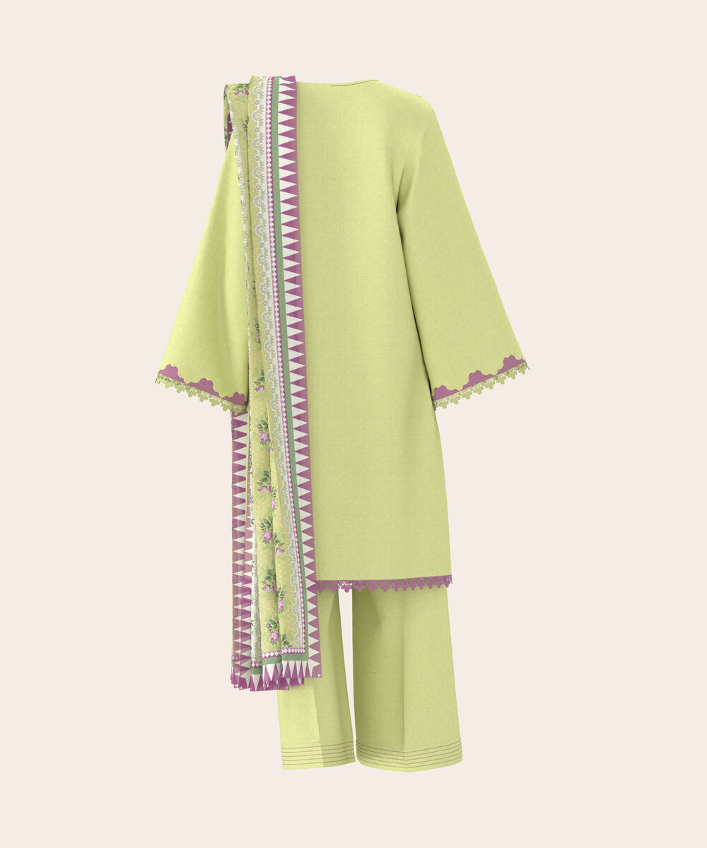 Women's Unstitched Self Jacquard Light Yellow  Embroidered 3 Piece Suit