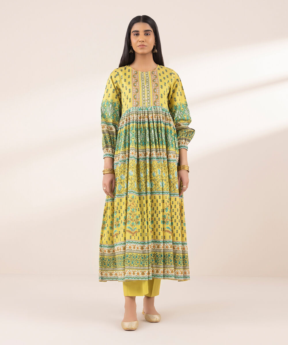 Women's RTW Arabic Lawn Multi Printed Angrakha